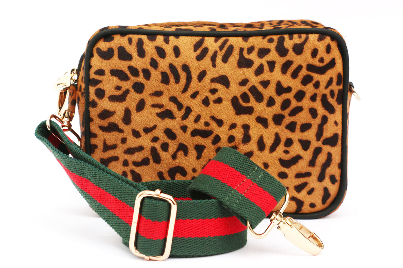 Animal Print Square Leather Camera Crossbody Shoulder Handbag