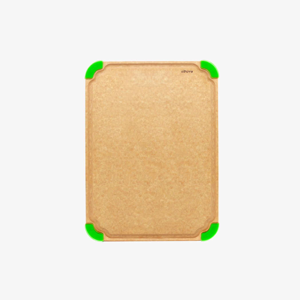 Elihome Premium Series X-Large Cutting Board 19" x 14" - color-coded wood fiber cutting board with juice groove and non-slip corners