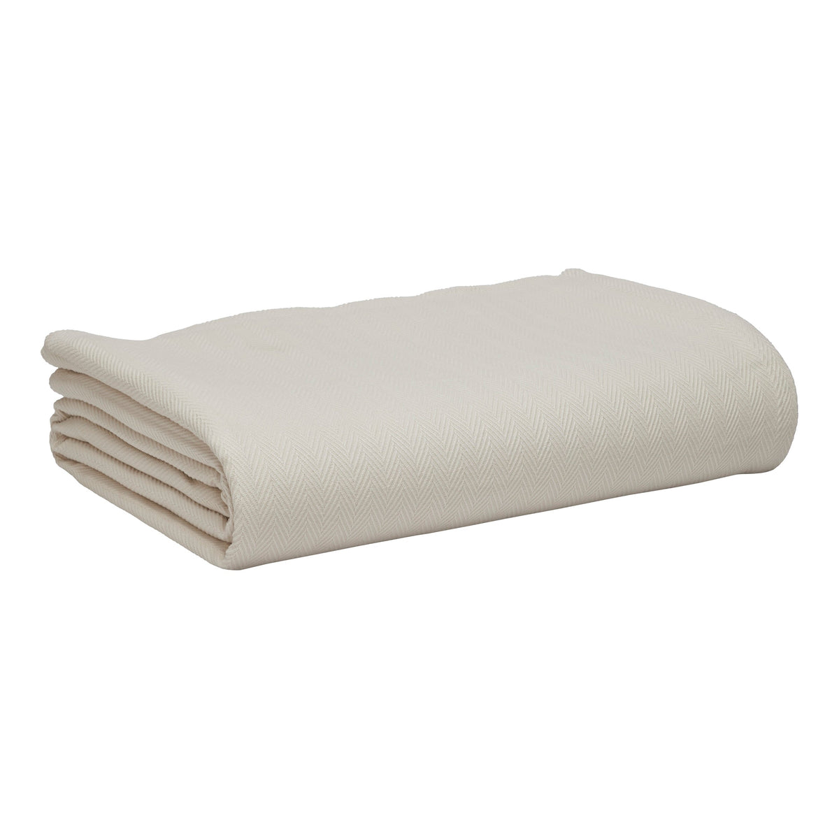 BL-866-9496_7|Folded light beige blanket with subtle herringbone weave, perfect for cozying up. Soft, warm bed linen for any home decor.