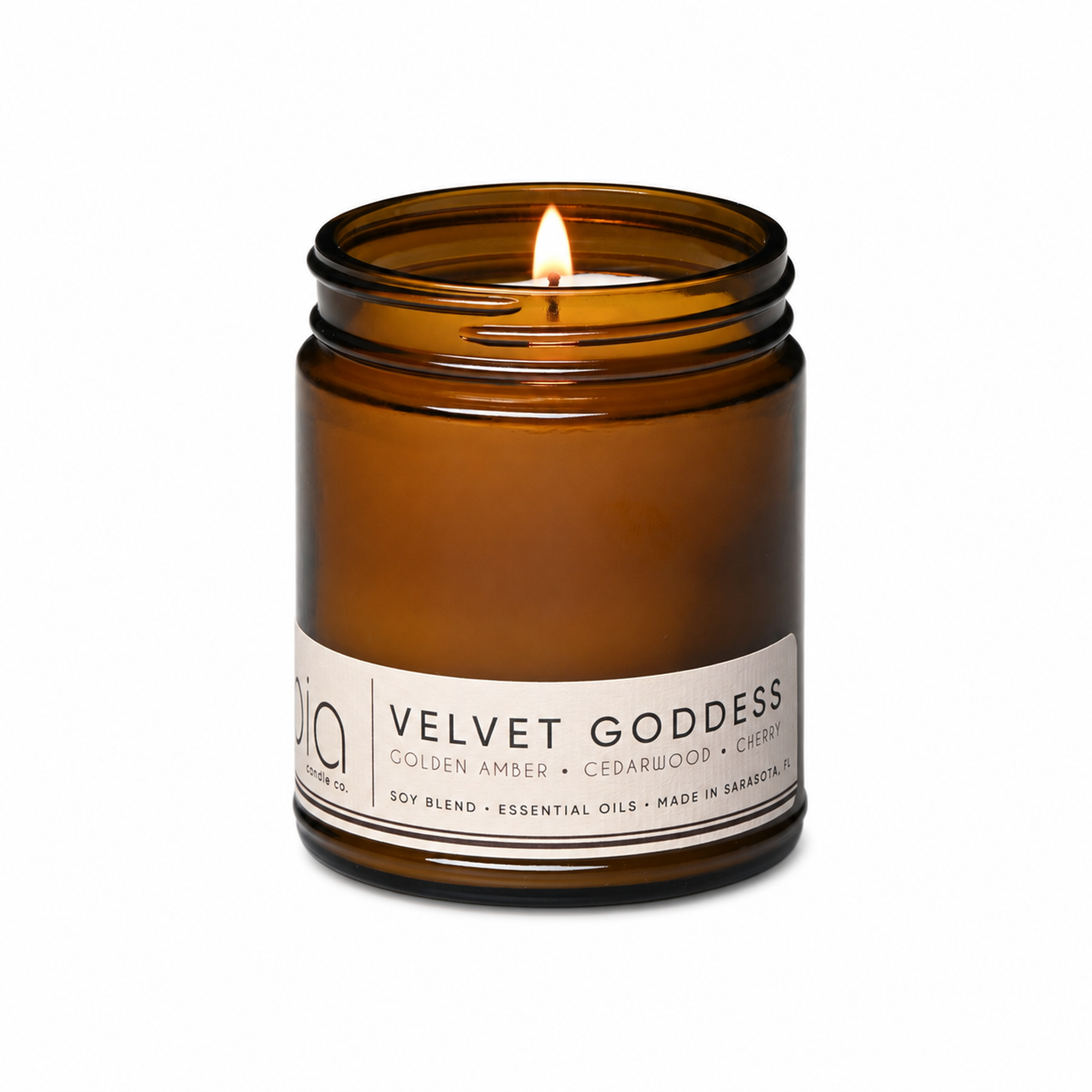 Velvet Goddess Soy Blend Candle — Amber, Vanilla & Cedarwood