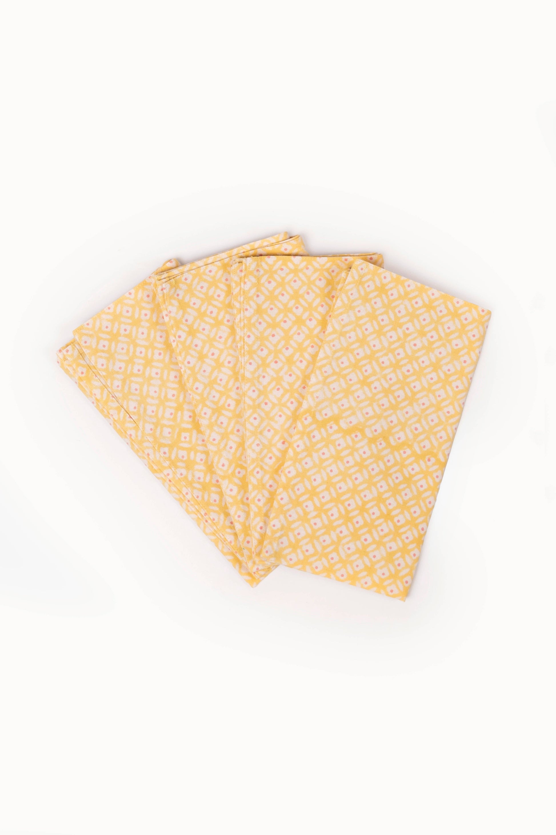 Sunwashed Yellow Geometric Block Print Napkins (Set of 4)