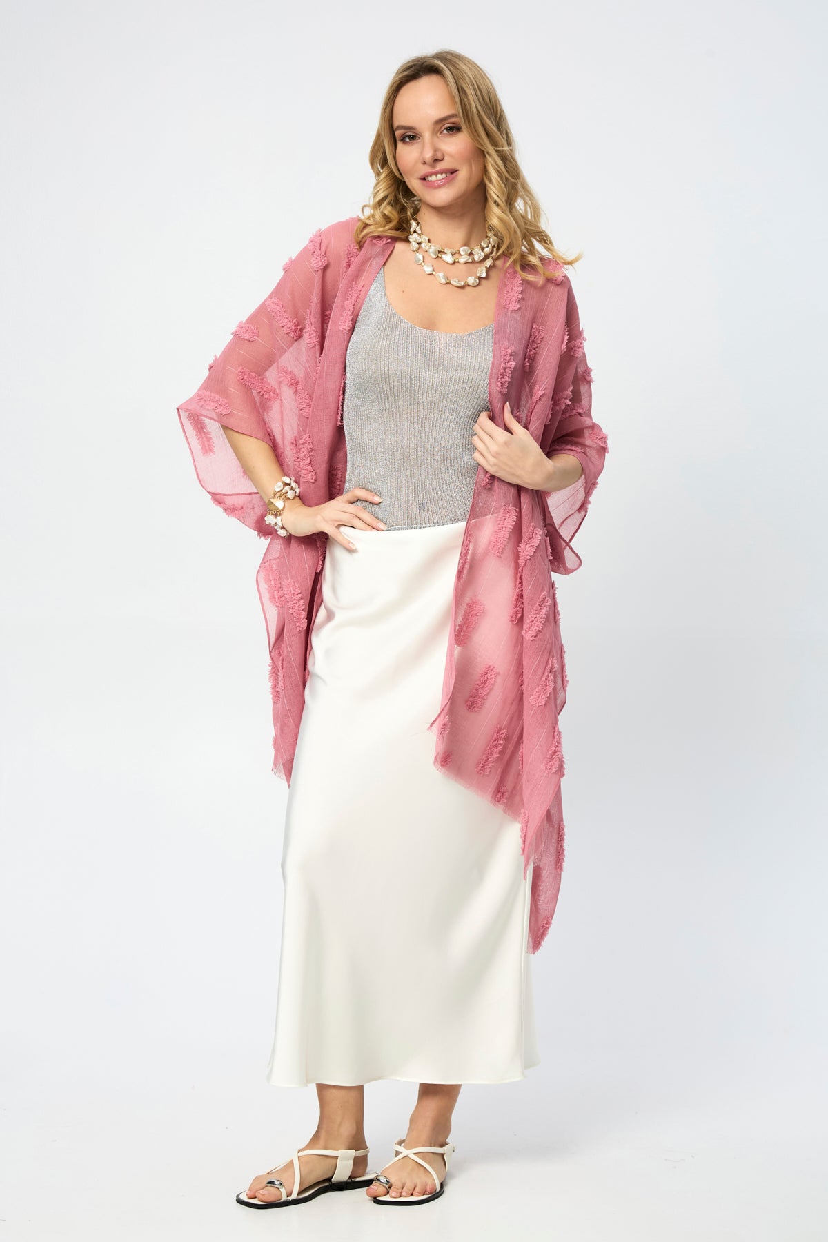 Textured Ruana - Pink
