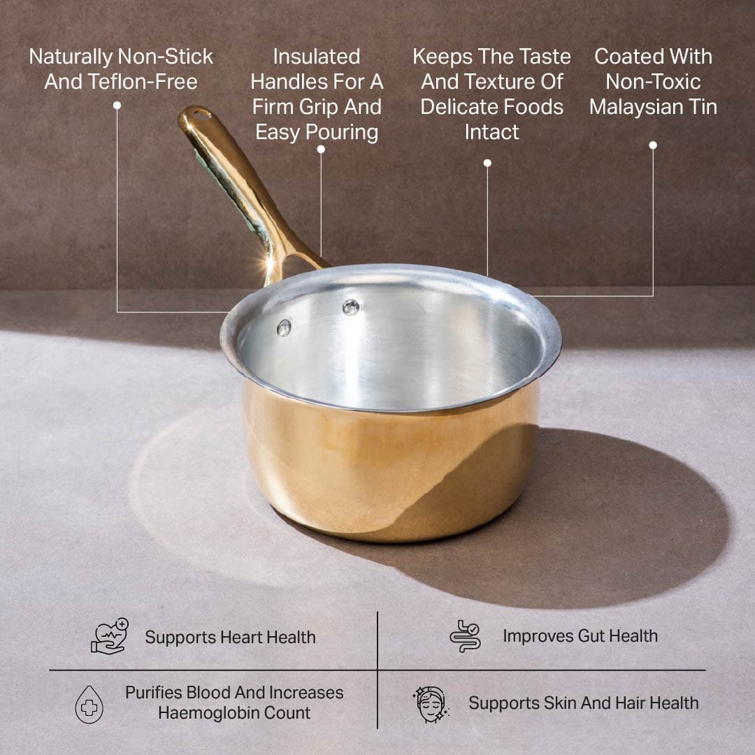 Brass Saucepan with insulated handle P-TAL