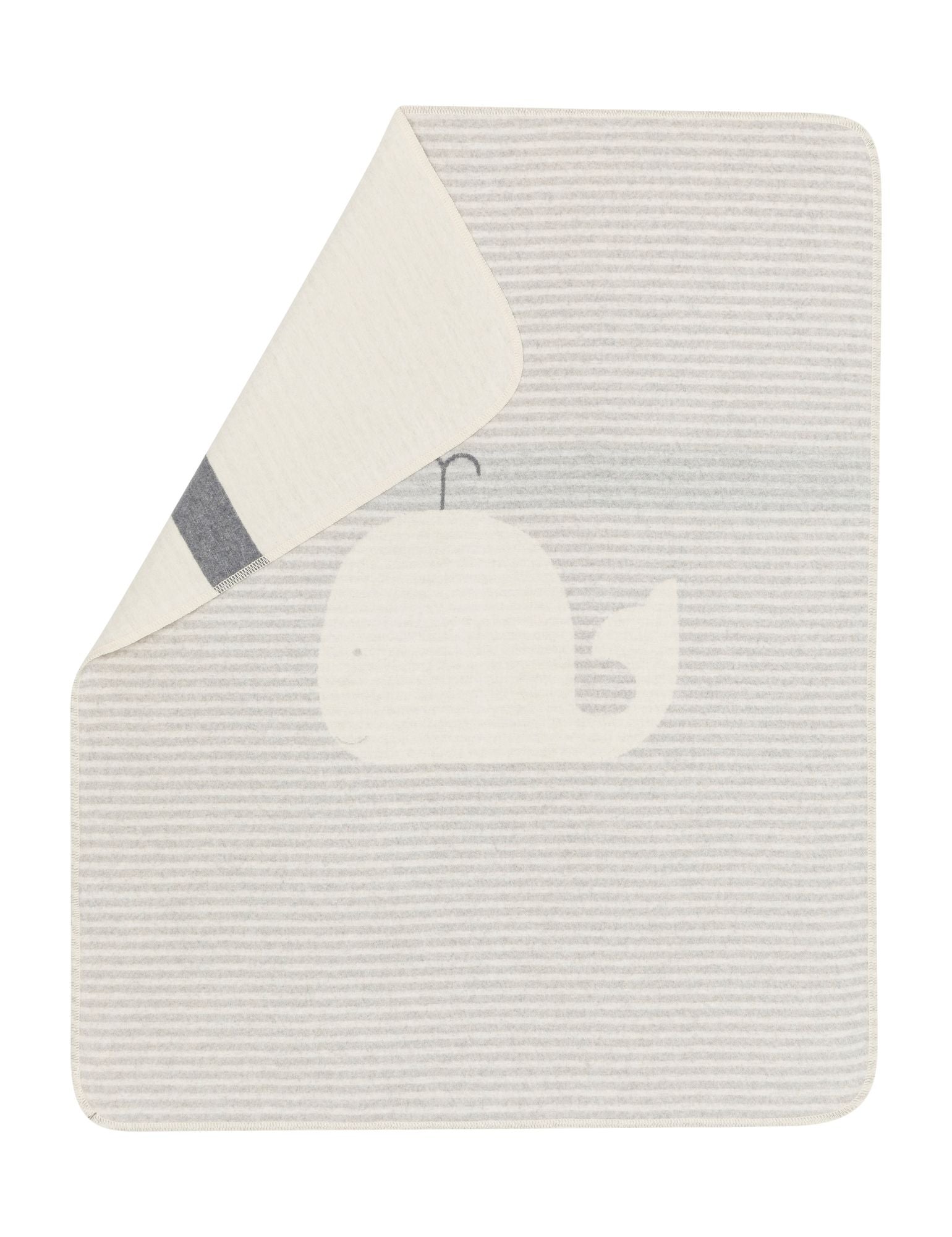 JUWEL baby blanket "whale/stripes" in grey . Blanket made by David Fussenegger , a family-run mill in Austria.