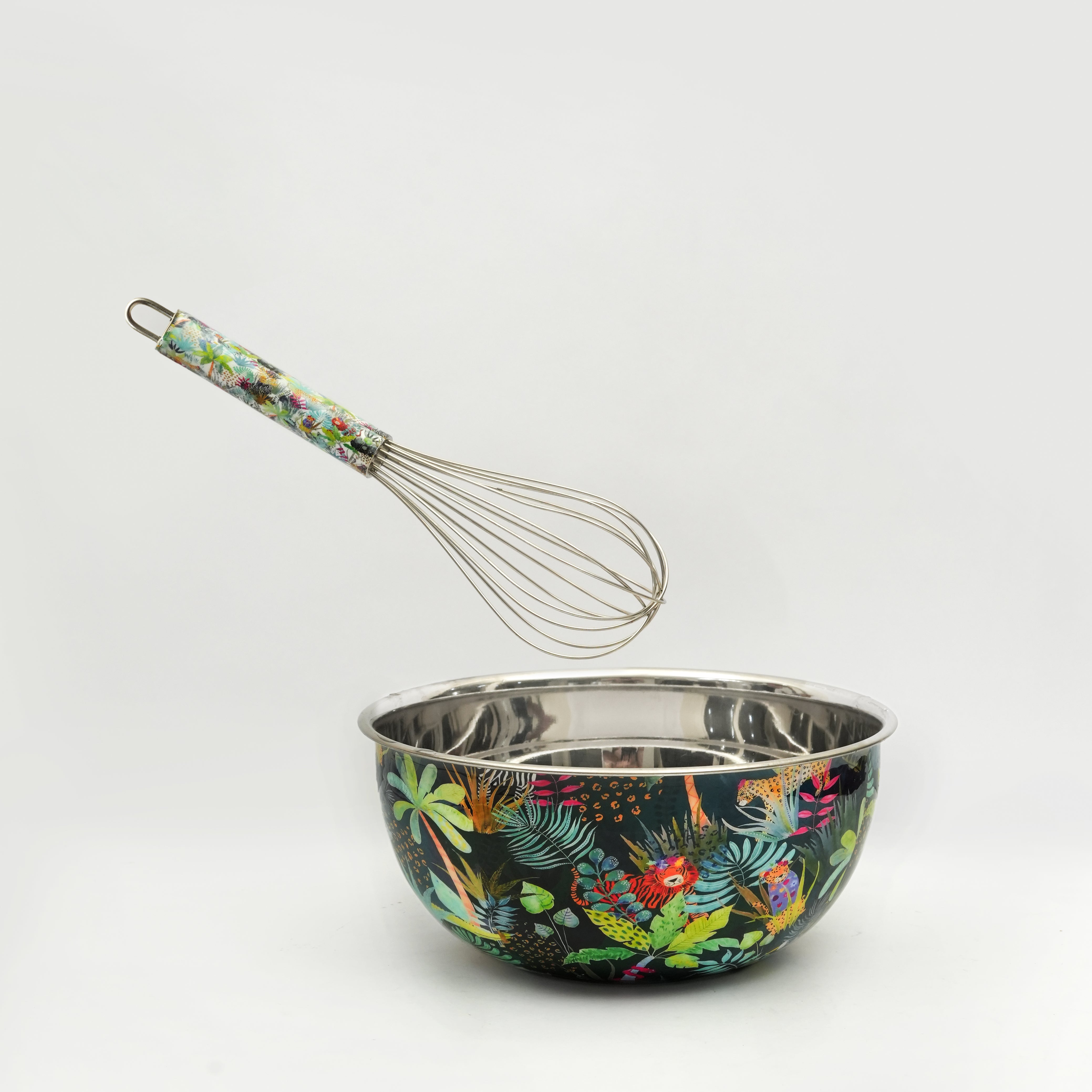 Rainforest Bloom Bowl & Whisk Stainless Steel Mixing Set