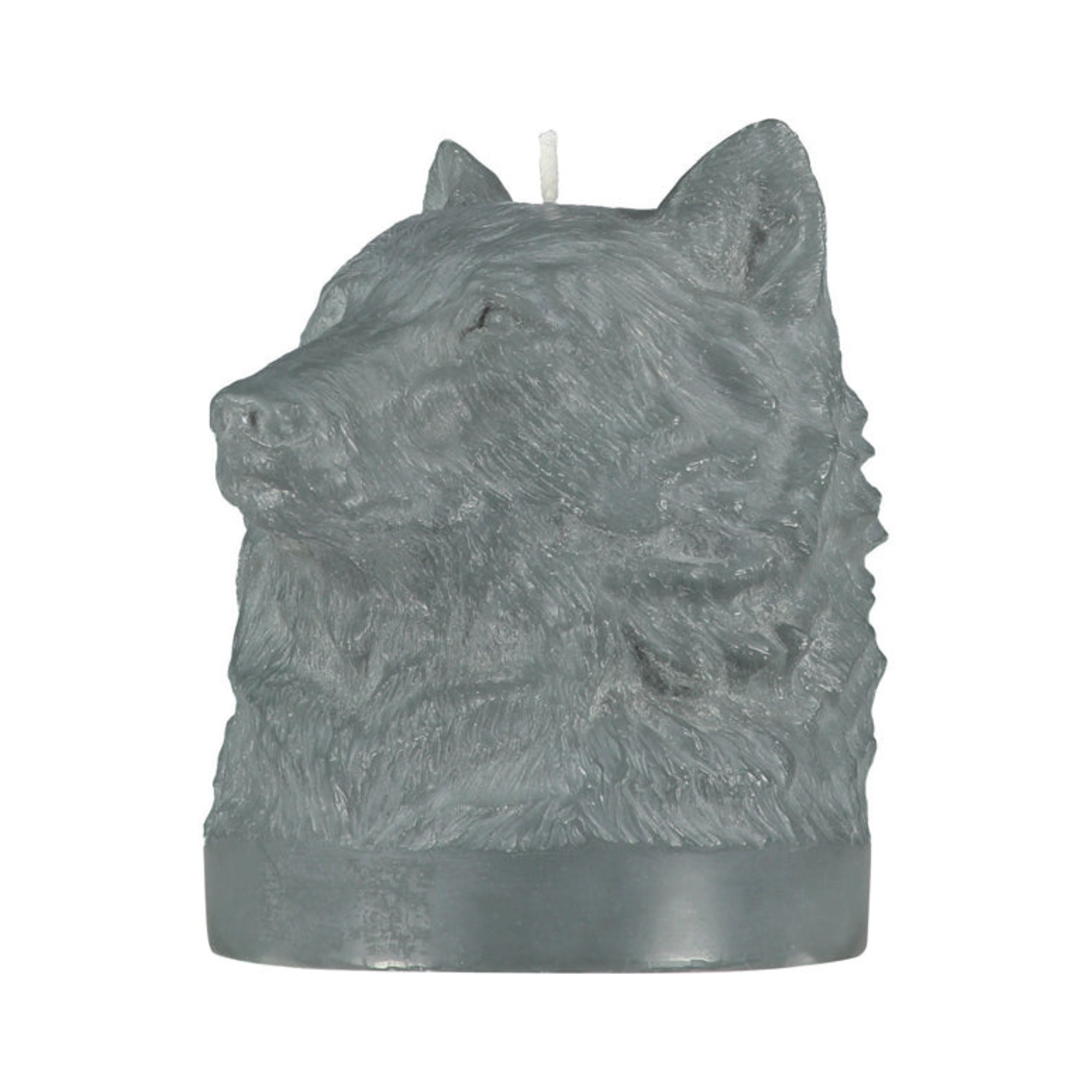 Gunmetal Grey Wolf Head Candle