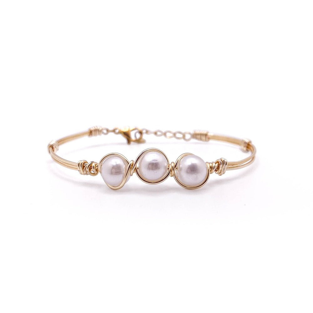 Pearl gold silver bangle bracelets