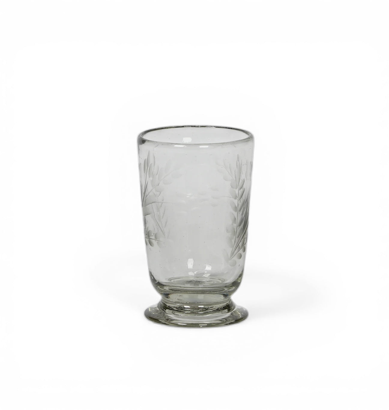 Hand-etched Blown Footed Glass