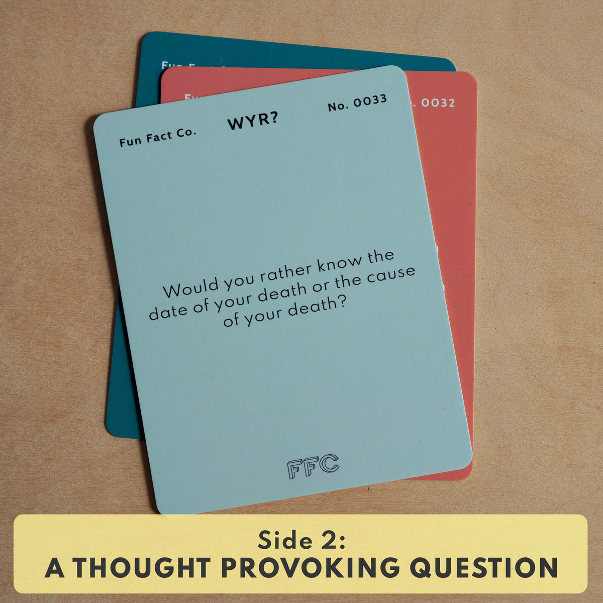 Card with a thought-provoking question on a beige background