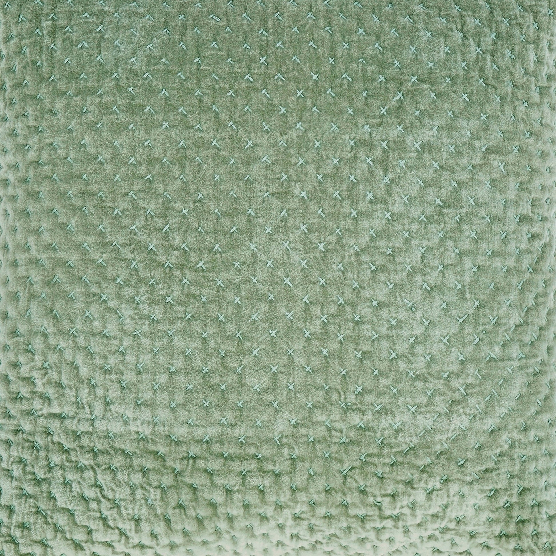 KS-328-2036_2|Calming sage green quilted throw, delicate 'x' stitch pattern, soft cotton, perfect bohemian bedroom accent or coverlet.