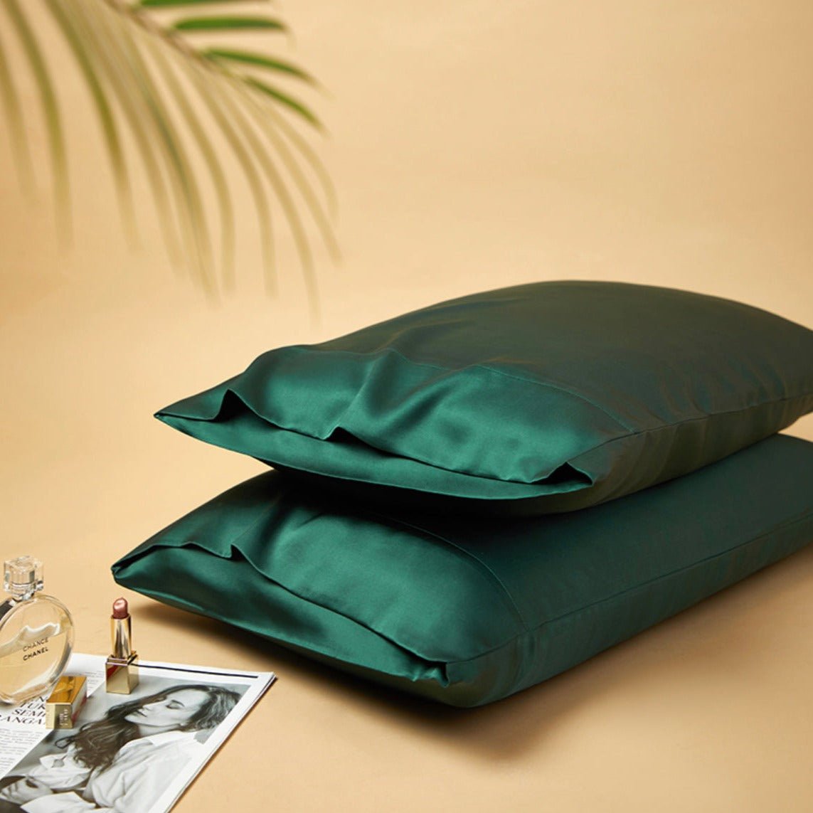 6A Grade Organic Mulberry Silk Pillowcase for Better Skin & Hair - 30 Momme. Pure Silk on Both Sides - 6A Grade Organic Mulberry Silk Pillowcase - Emerald Green - INSPECIAL HOME