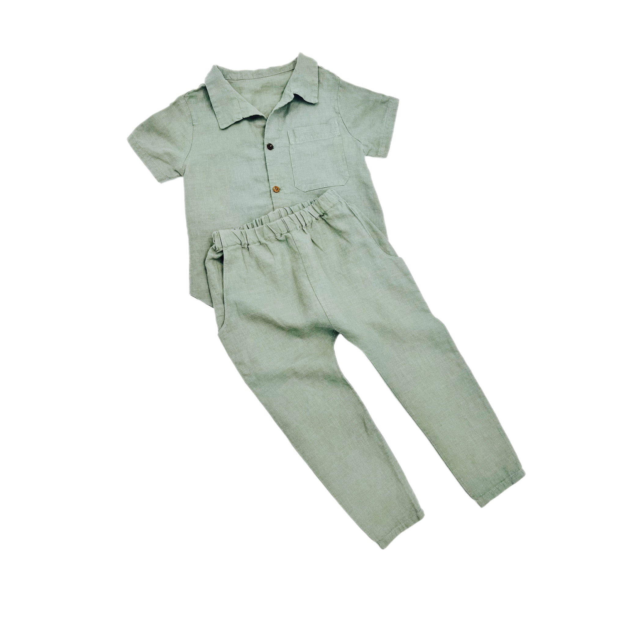 Carter Linen Pant Set- Sage Green