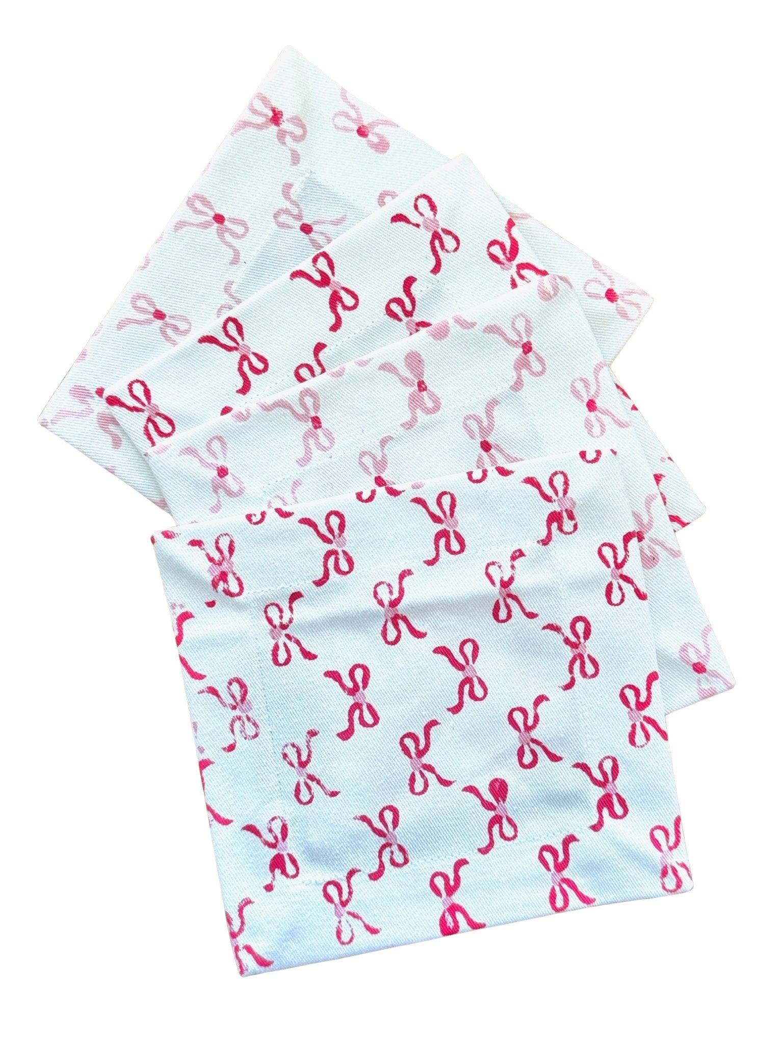 Cocktail Napkins (set of 4) - Bows - Pink & Rose - The Mended Company