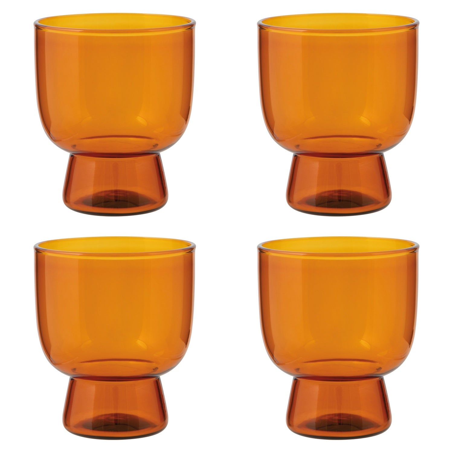 Set of 4 Tumbler 7oz Pedestal Amber