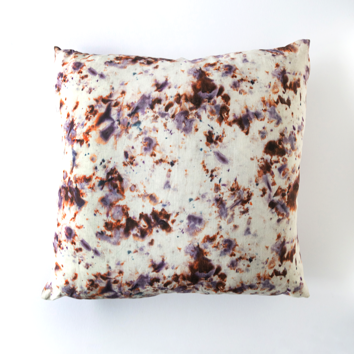 Rose Marble linen throw pillow 20x20 with organic rose rust and lavender watercolor pattern - Goldie Home
