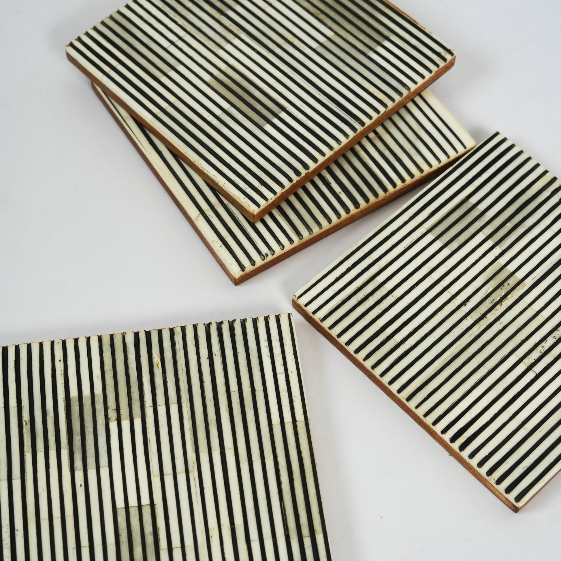 Close-up of handcrafted pinstripe inlay pattern