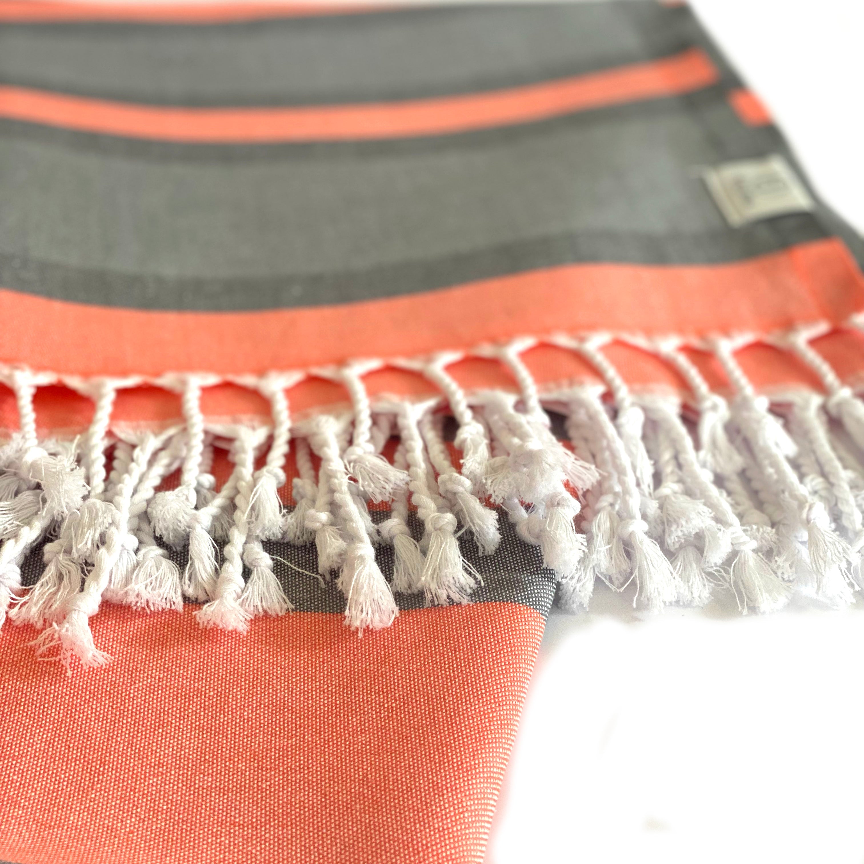 Samara Gray - Orange Turkish Towel - Thumbnail 5