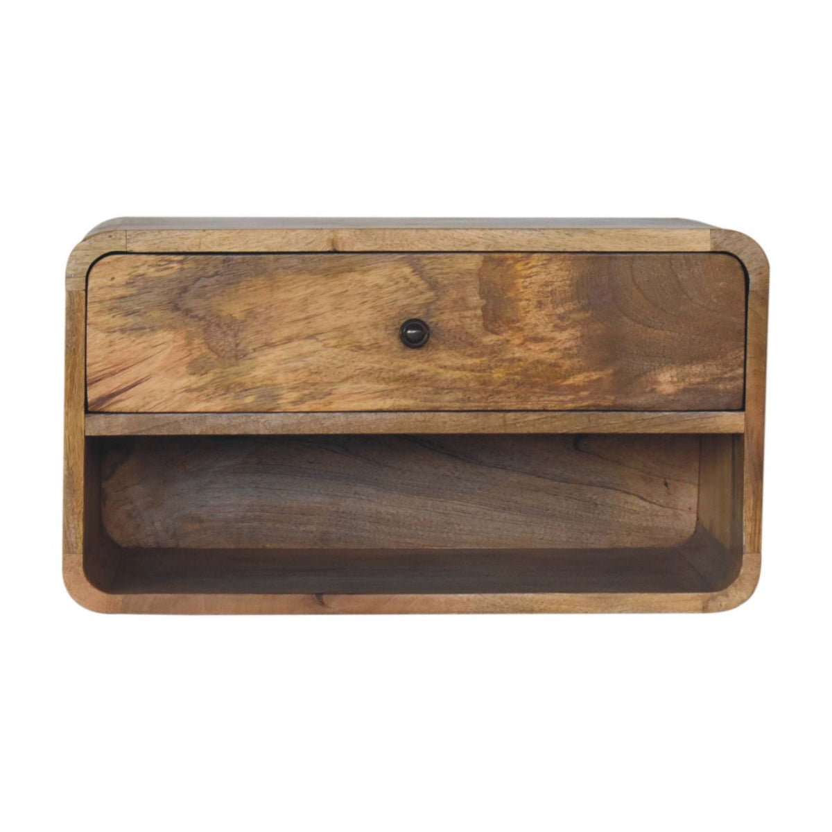 Solid Wood Large Floating Curve Open Slot Bedside Table