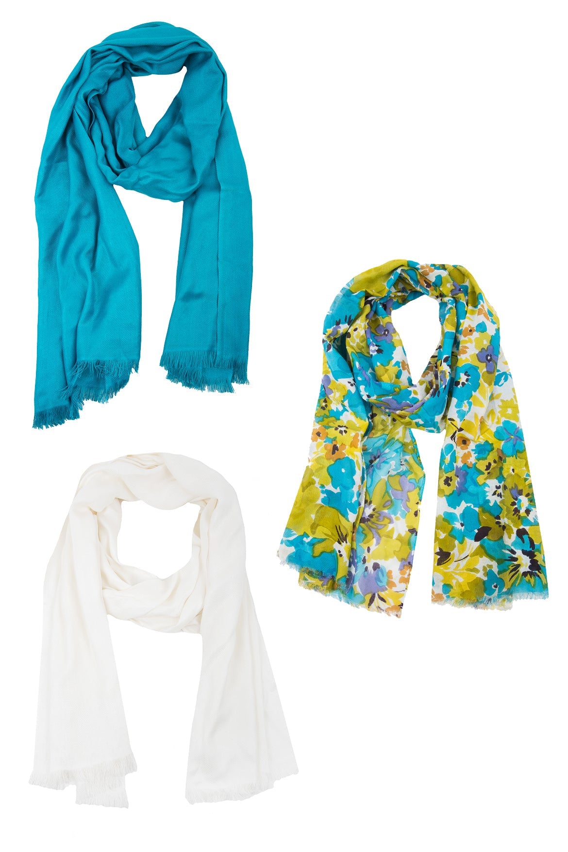  Flower Garden Scarf Set - Light Sky Blue