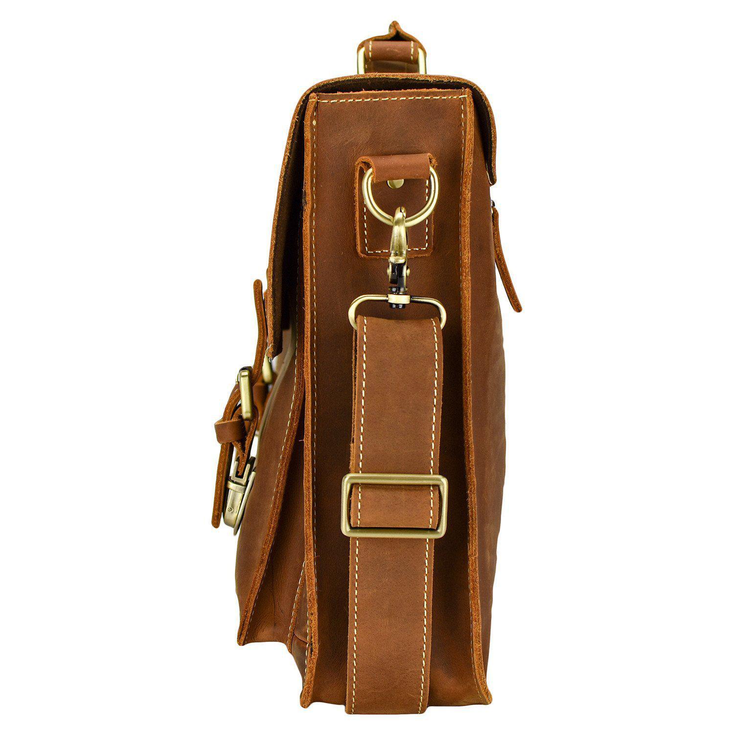 WANDERLUST Large Vintage Satchel ~ British Tan ~-Luggage-Prince of Scots-Prince of Scots