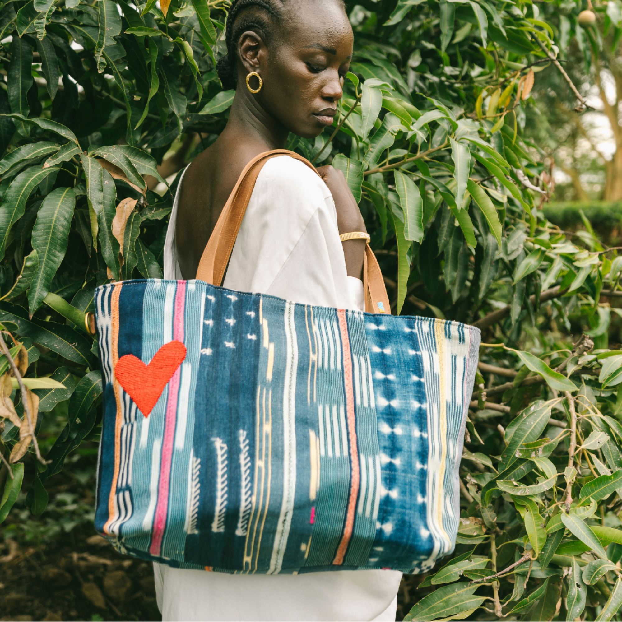Baule Adventure Tote with Red Beaded Heart