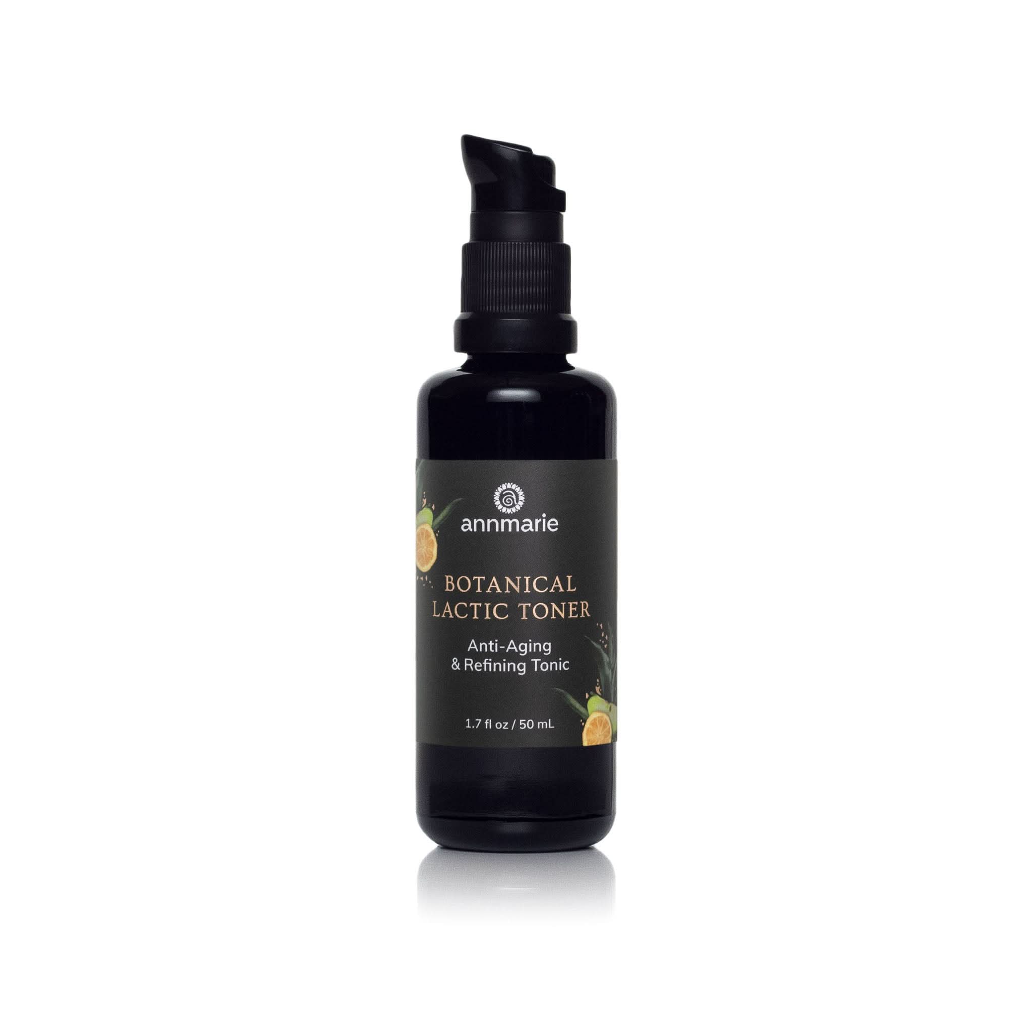 Black bottle of annmarie Botanical Lactic Toner on a white background