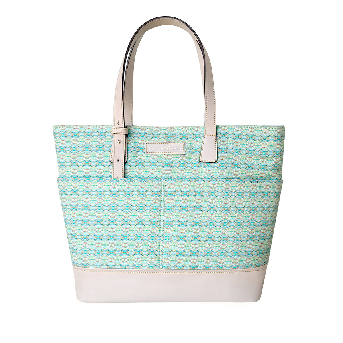Charleston Green Celine Medium Canvas Tote with Leather Base