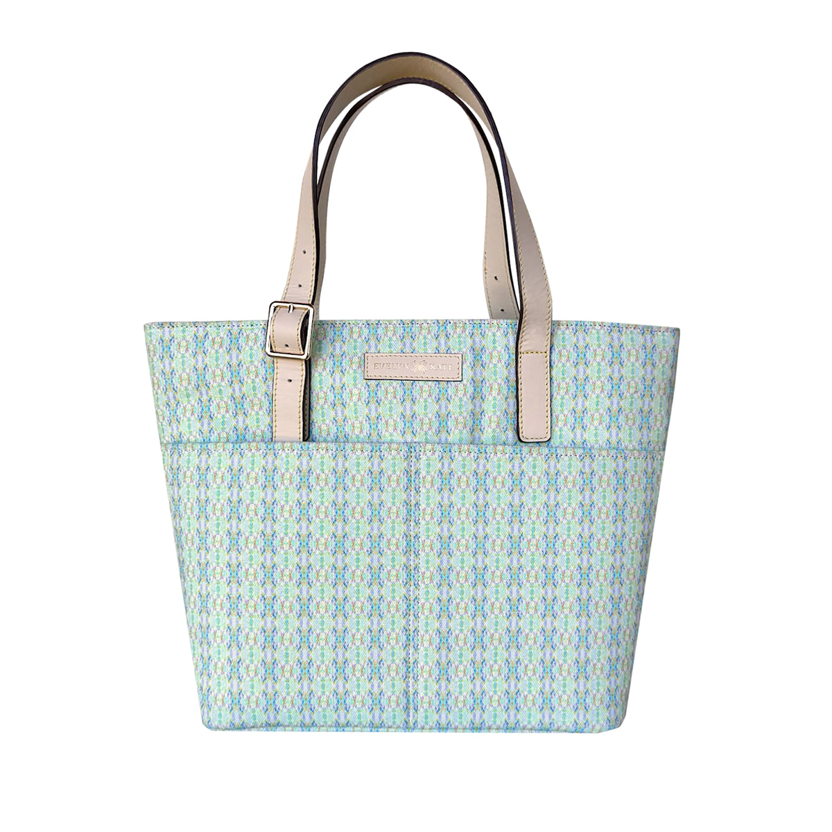 Charleston Classic Medium All Canvas Tote with Leather Straps & Zipper Closure