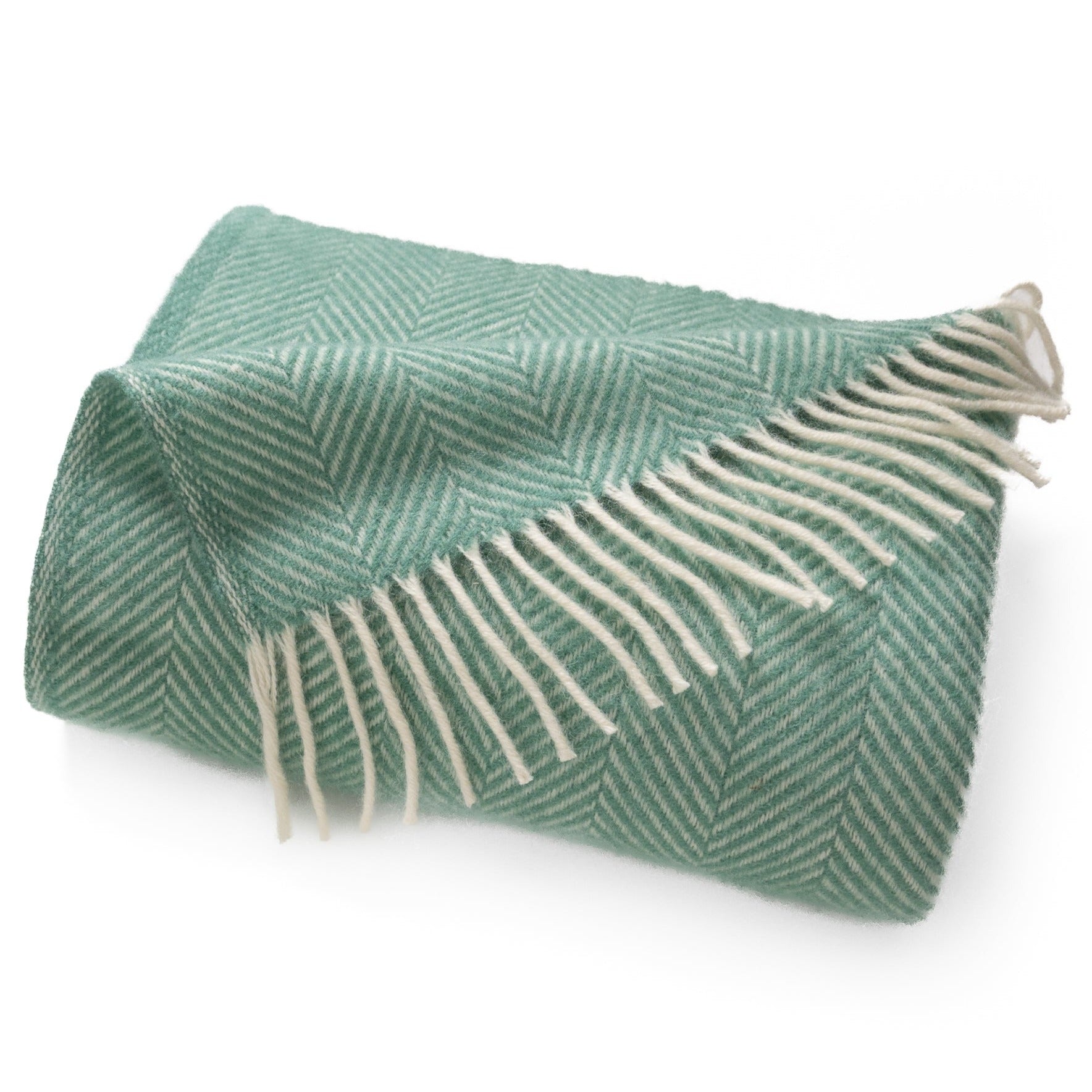 Highland Tweeds Herringbone Pure New Wool Throw ~ Mint ~-Throws and Blankets-[bar code]-Prince of Scots