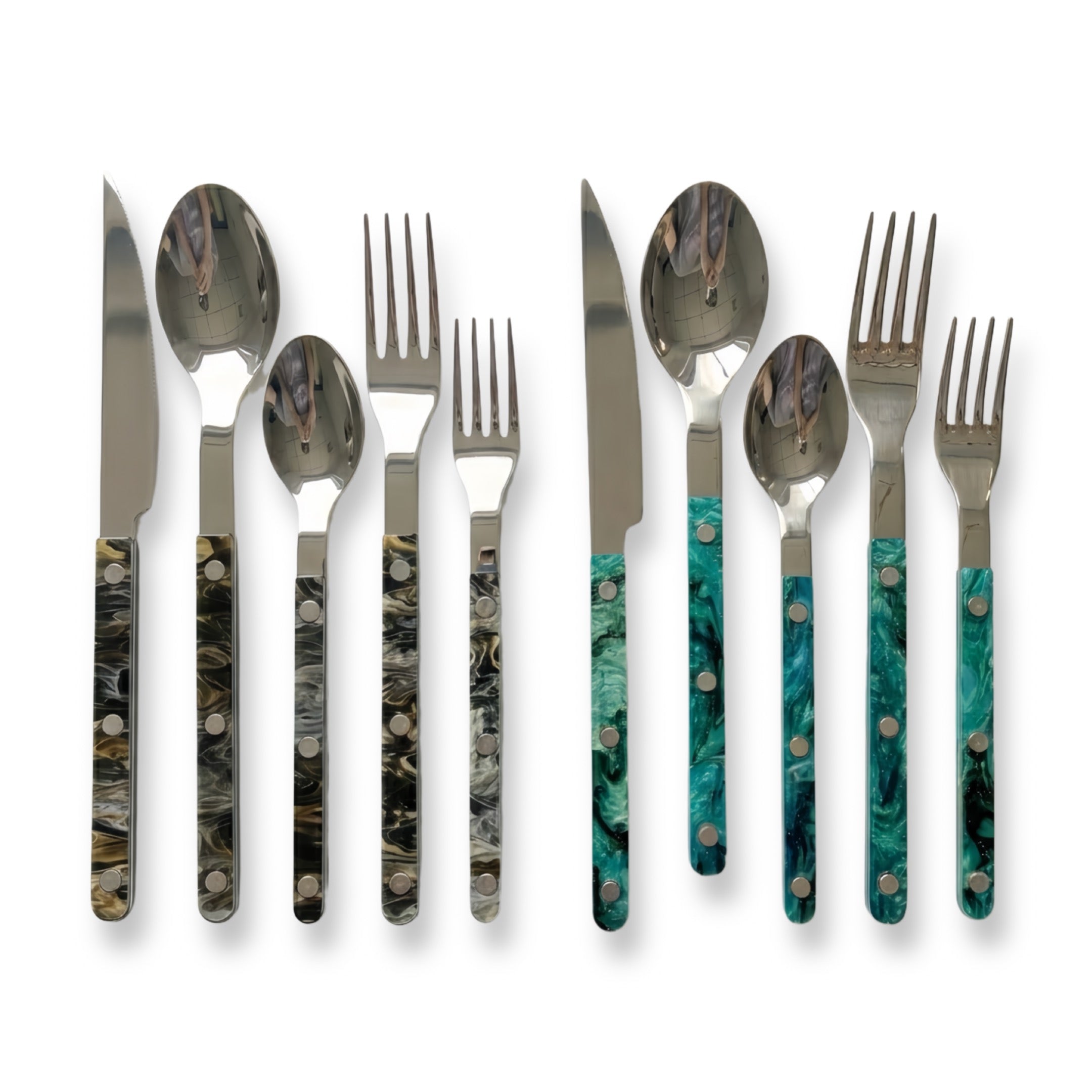 Set Of 10 Pcs Terra Flatware, Modern Elegant Cutlery Silverware