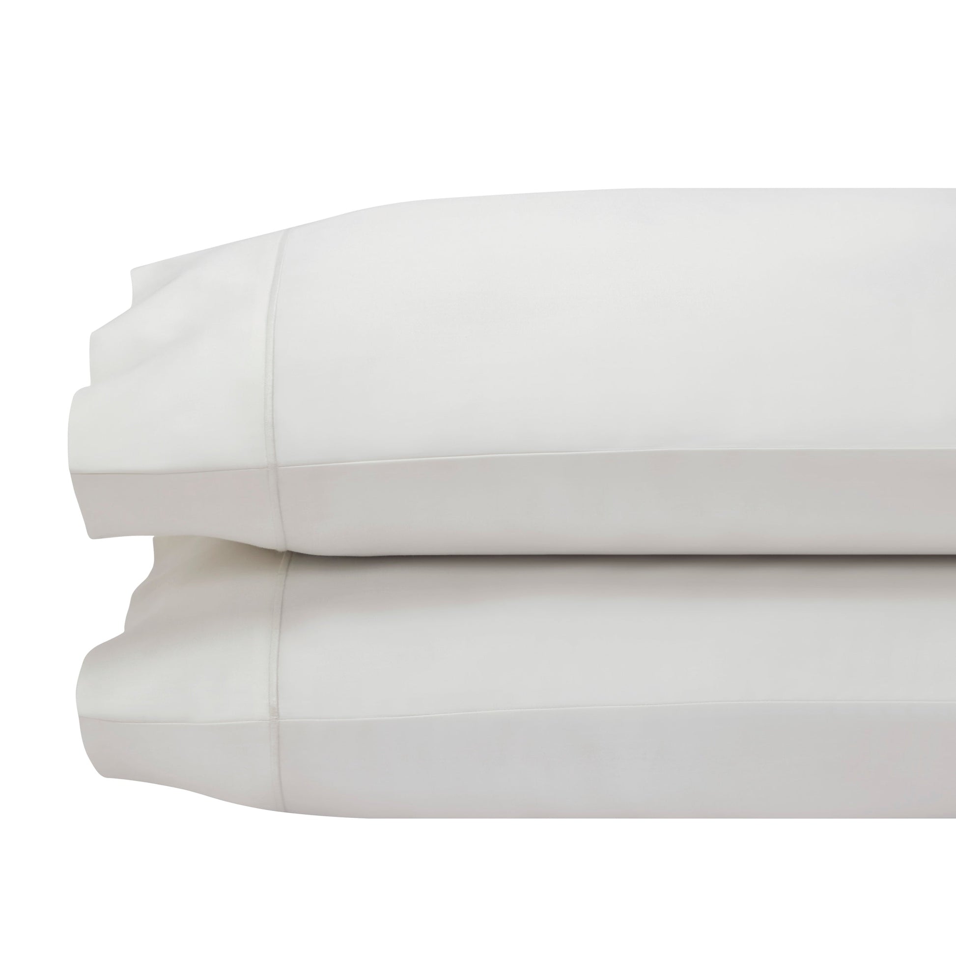 ASP-545-2032_1|Two stacked plain off-white 100% cotton pillowcases, king size, with a subtle plain stitched hem border.