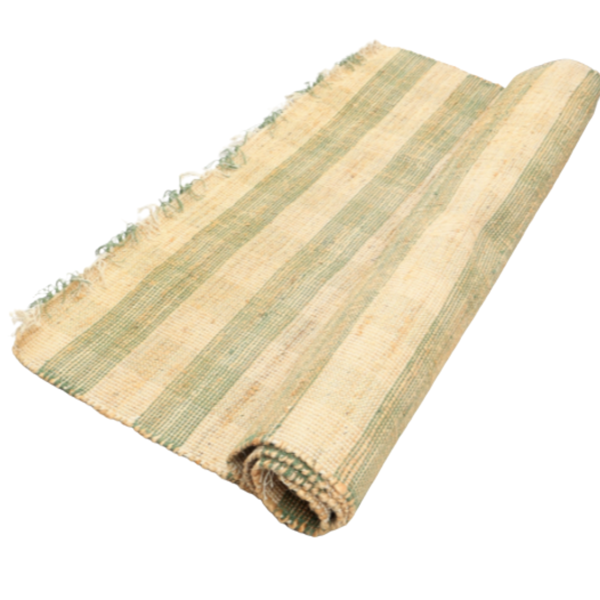 Artisan Hand Woven Jute & Cotton Green Plaid Rug