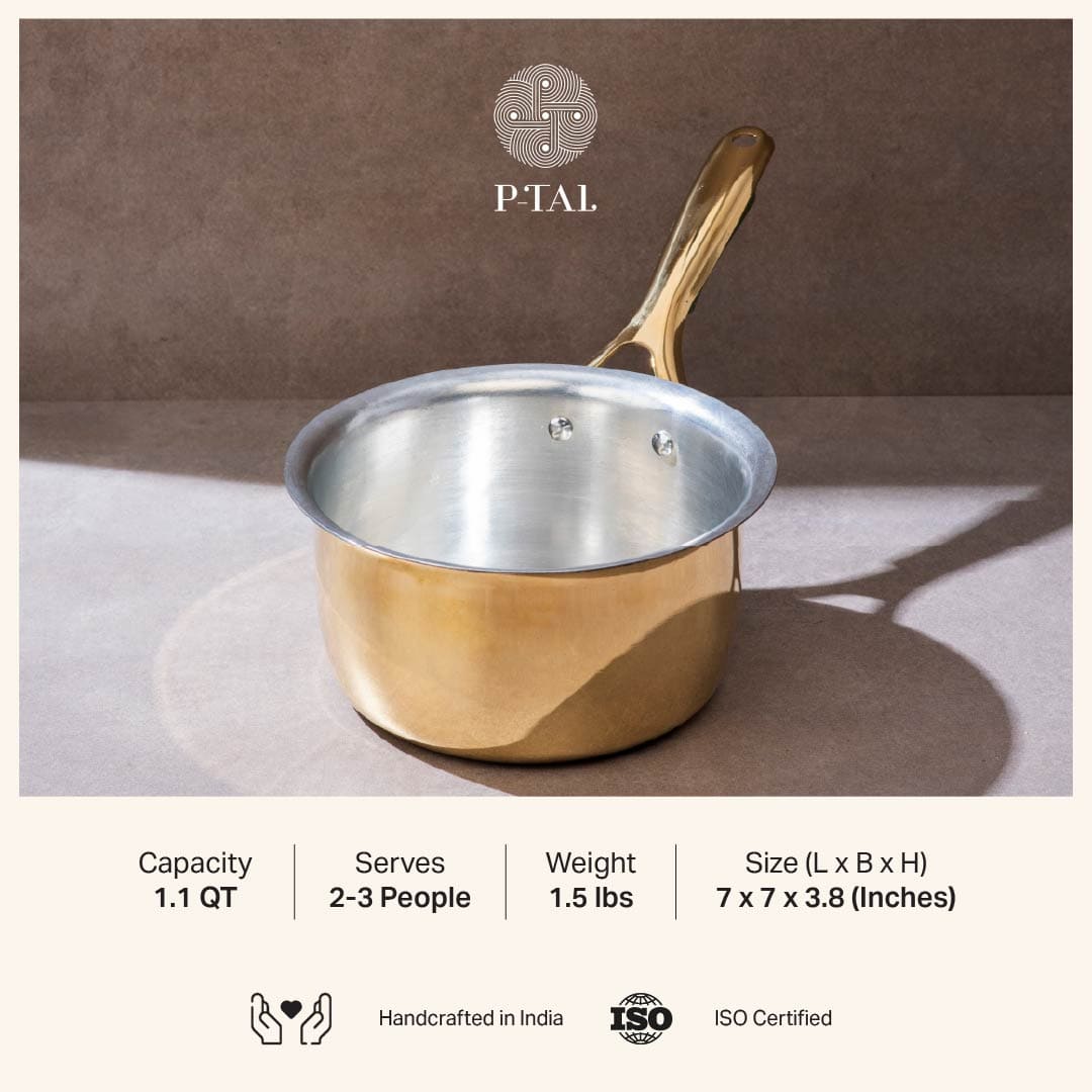 Brass Saucepan with insulated handle P-TAL