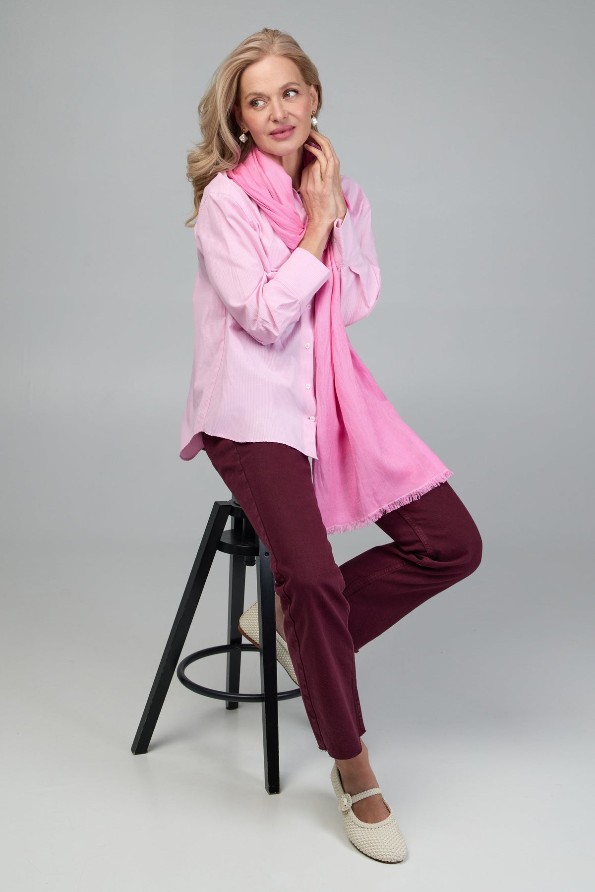 Eyelash Fringed Cashmere Scarf - Fuchsia