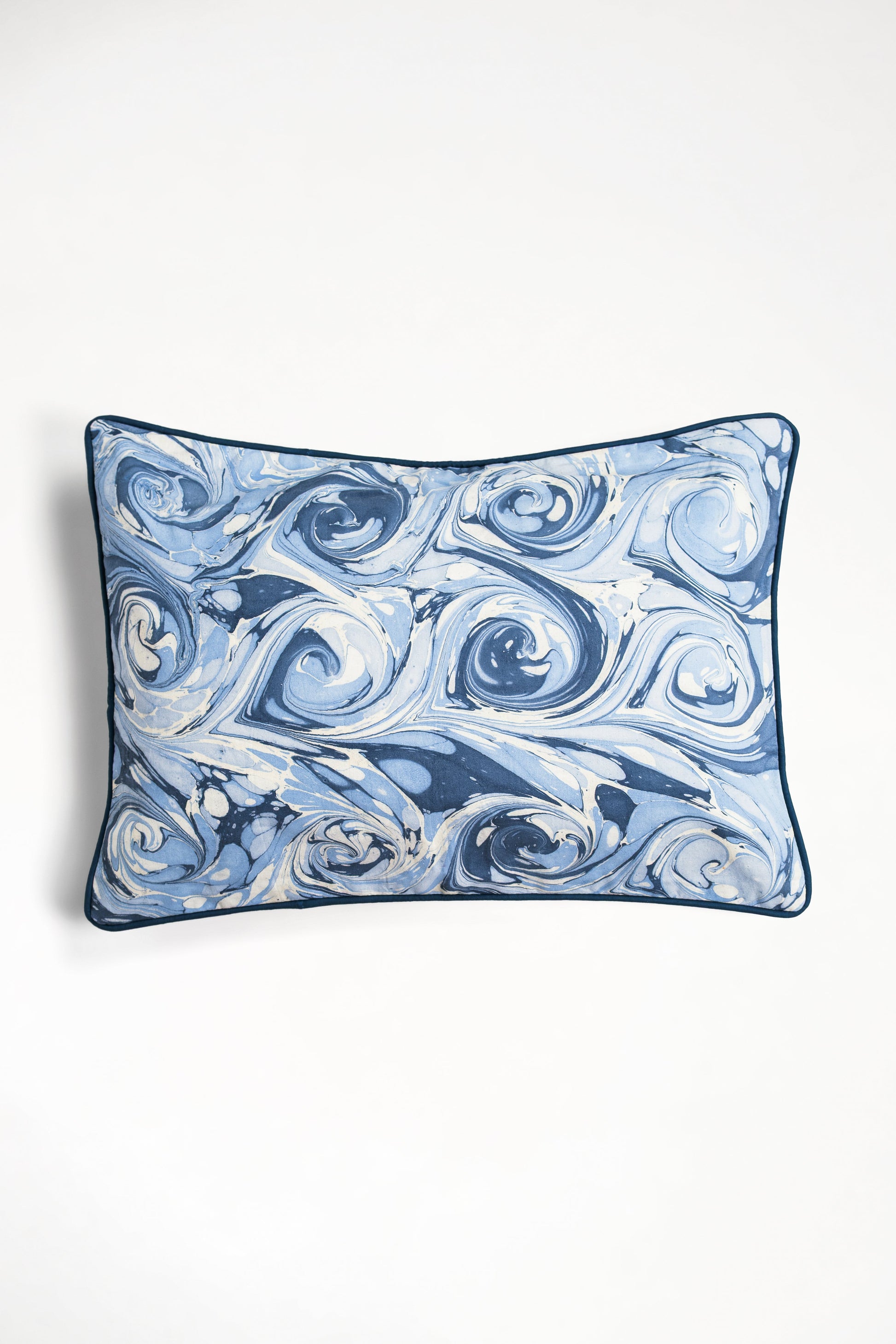 Hand-marbled ocean wave decorative pillow, 14x20 inches