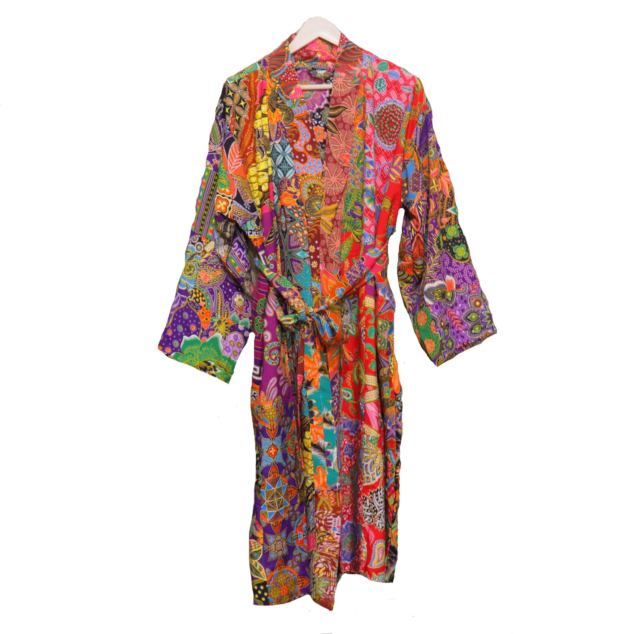 Handmade Long Thick Quilted Batik Robe/ Kimono