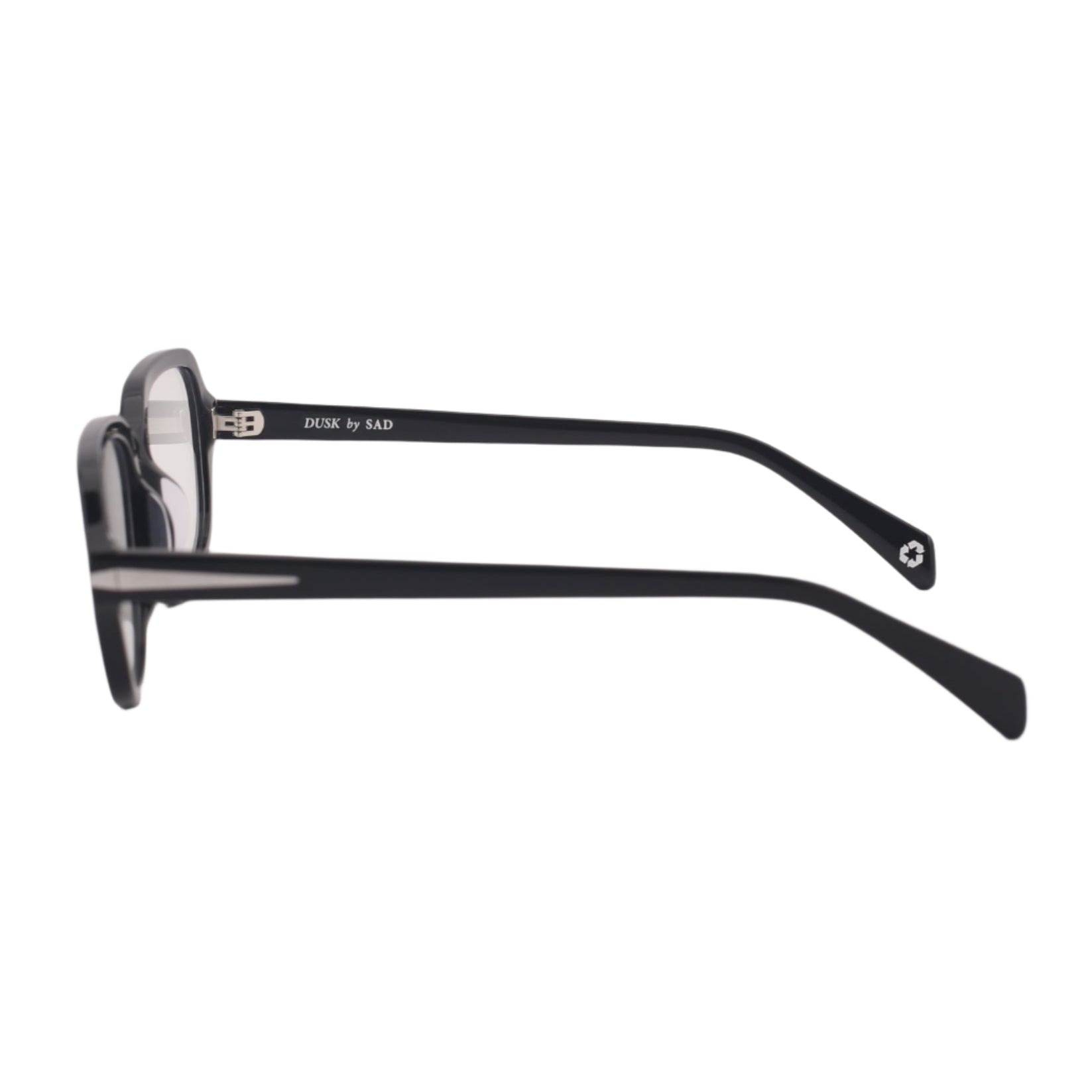 SAD Eyewear Dusk premium square glasses in black with clear blue light protection lenses