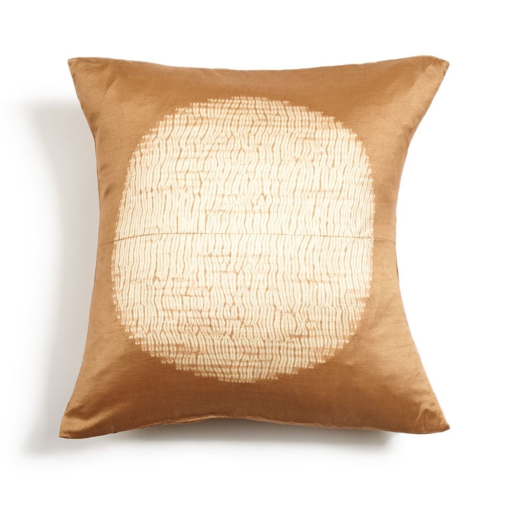 Ara Hand Crafted Shibori Print Mulberry Silk Pillow - Thumbnail 3