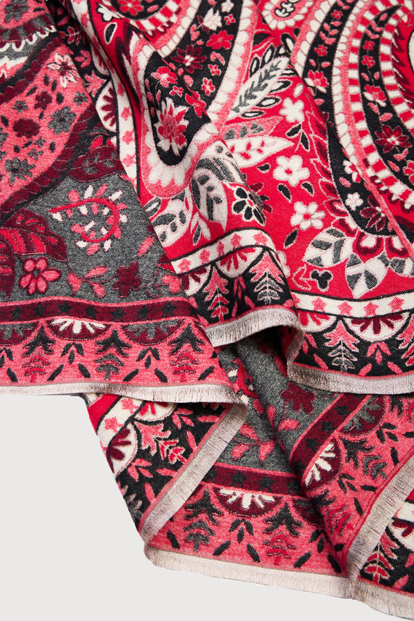 Paisley Motif Reversible Scarf - Red