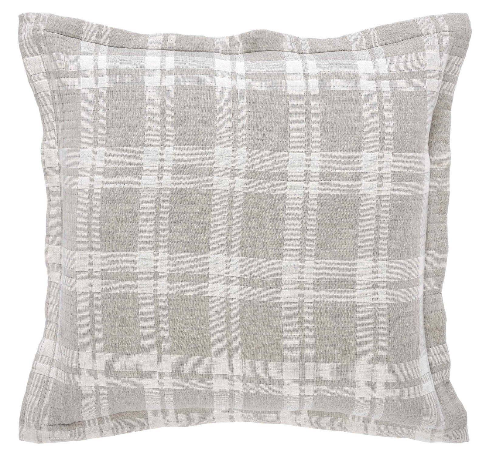 ES-120-2626_1|Cozy plaid throw blanket, light grey and white pattern, soft textured cotton for contemporary home decor.