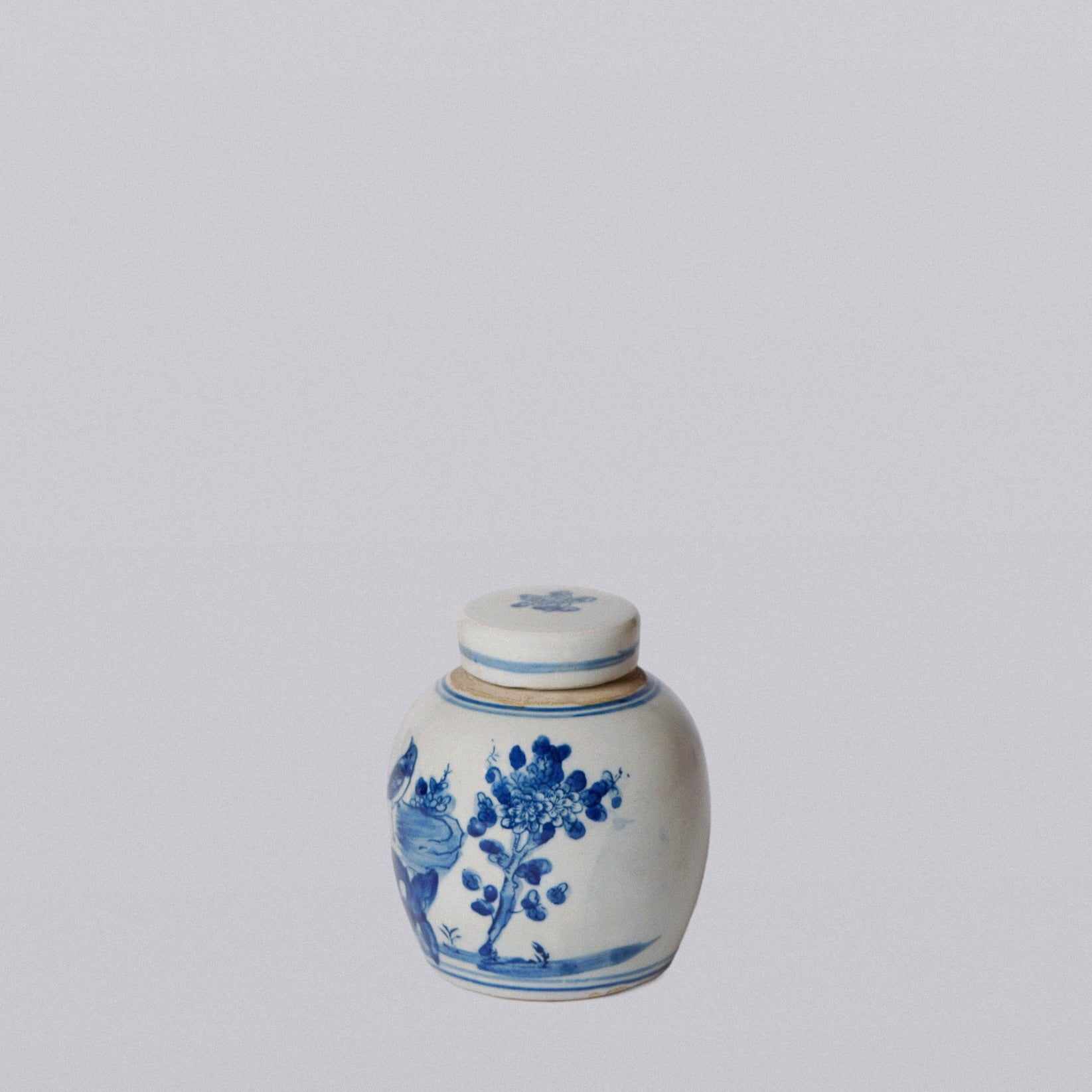 Blue and White Porcelain Mini Bird and Flower Round Jar