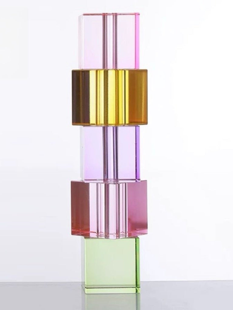 Modern Crystal Cube Bud Vase, Dopamine Table Setting Centrepieces - Vases - Crystal Cube Bud Vase - Large - INSPECIAL HOME