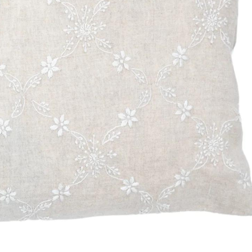 Grace Lucknow Lumbar Pillow Cover Natural Linen