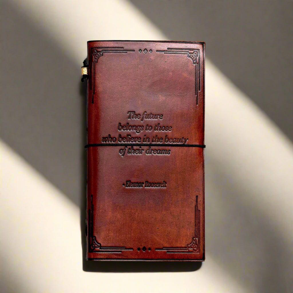 The Future Belongs Eleanor Roosevelt Quote Leather Journal