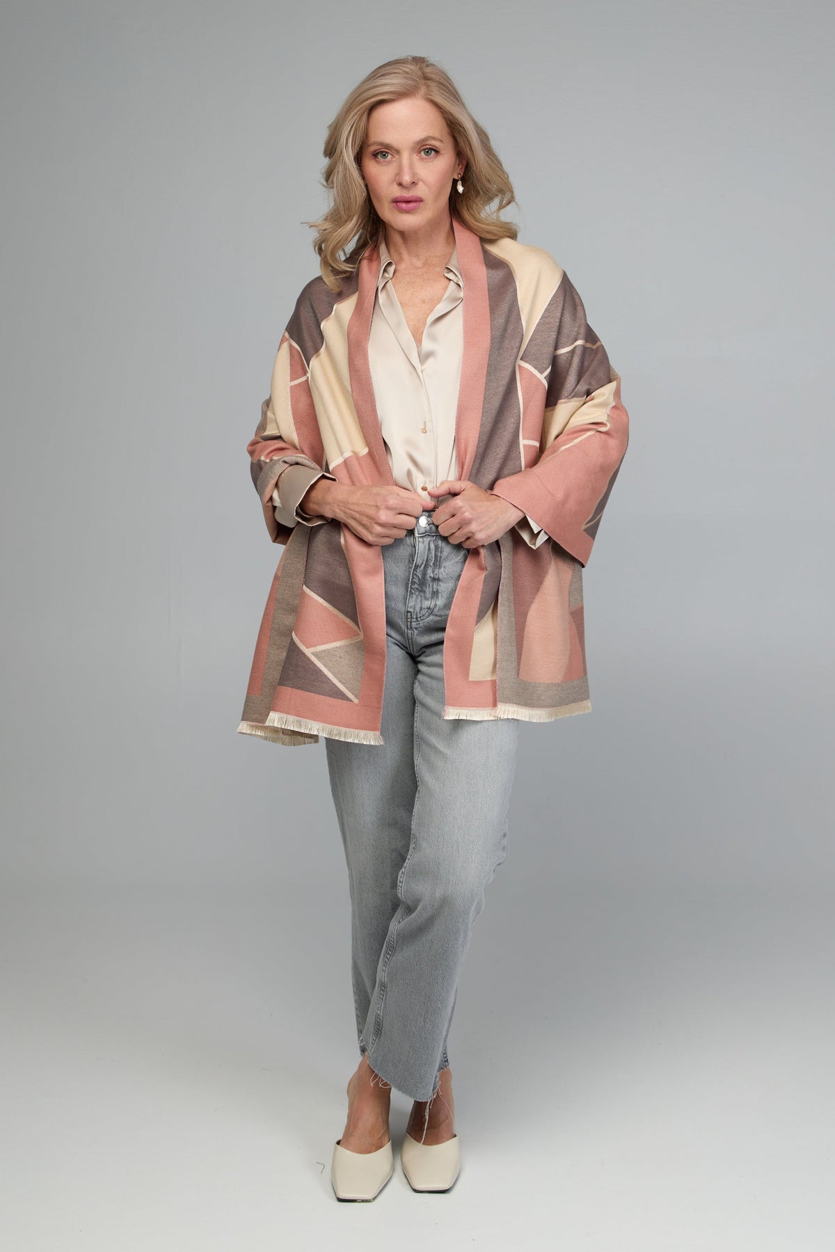 Reversible Geometric Scarf - Light Salmon