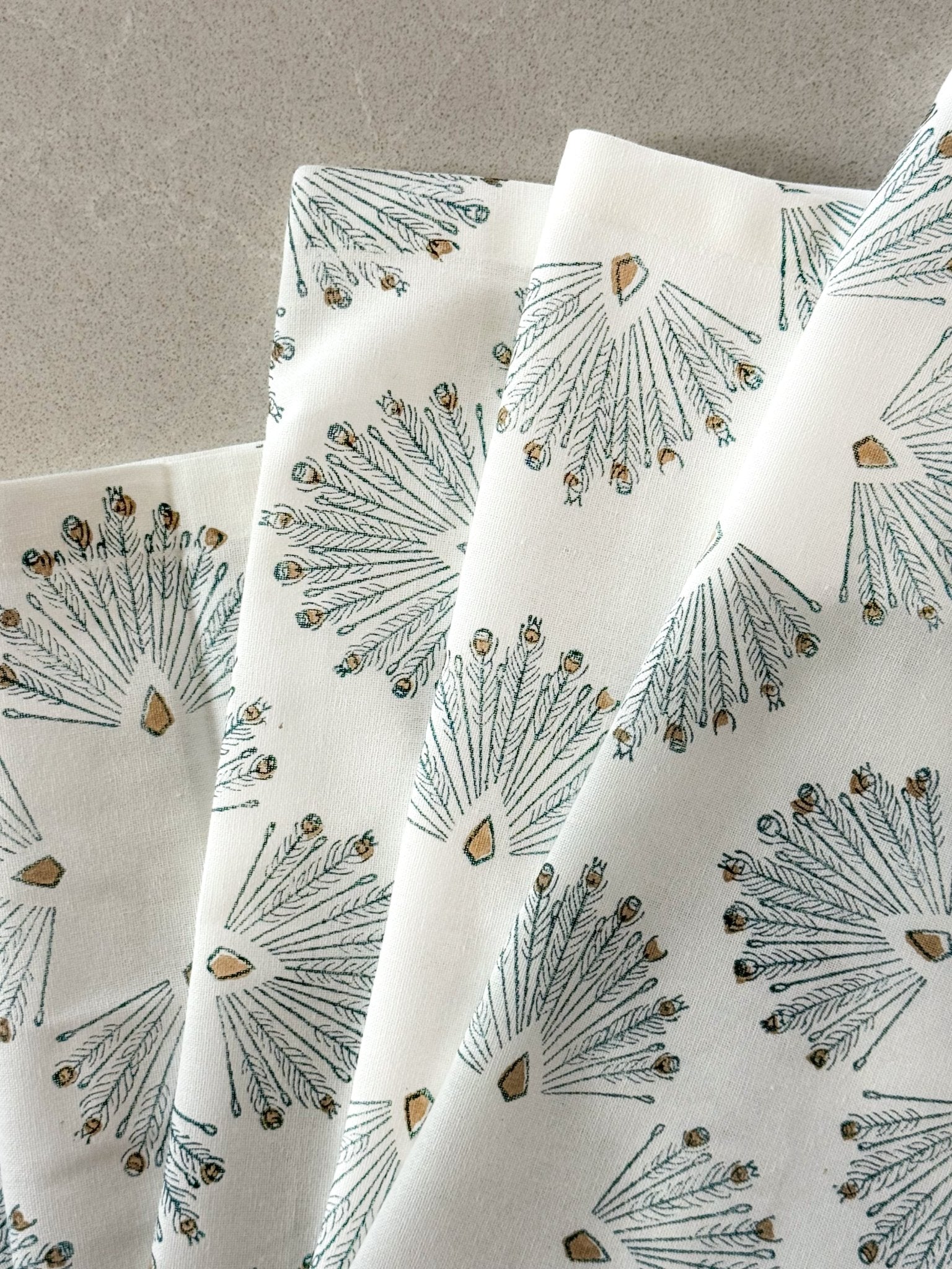 Table Runner (Ivory) - Peacock Paradise - Midnight - The Mended Company