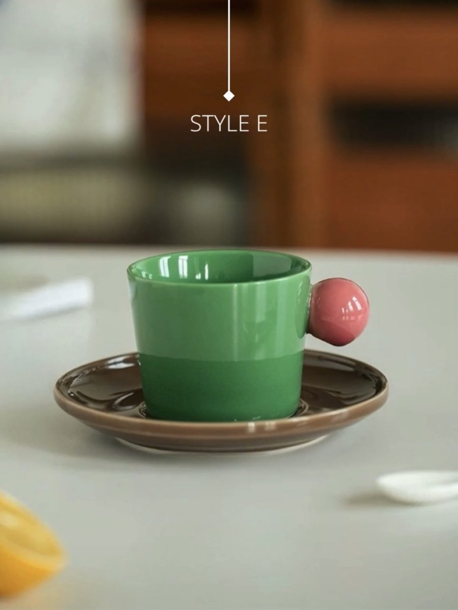Handmade Skittles Coffee Mug With Saucer - Cute Dopamine Espresso Cup - Mugs - Skittles Coffee Mug With Saucer - Style E - INSPECIAL HOME