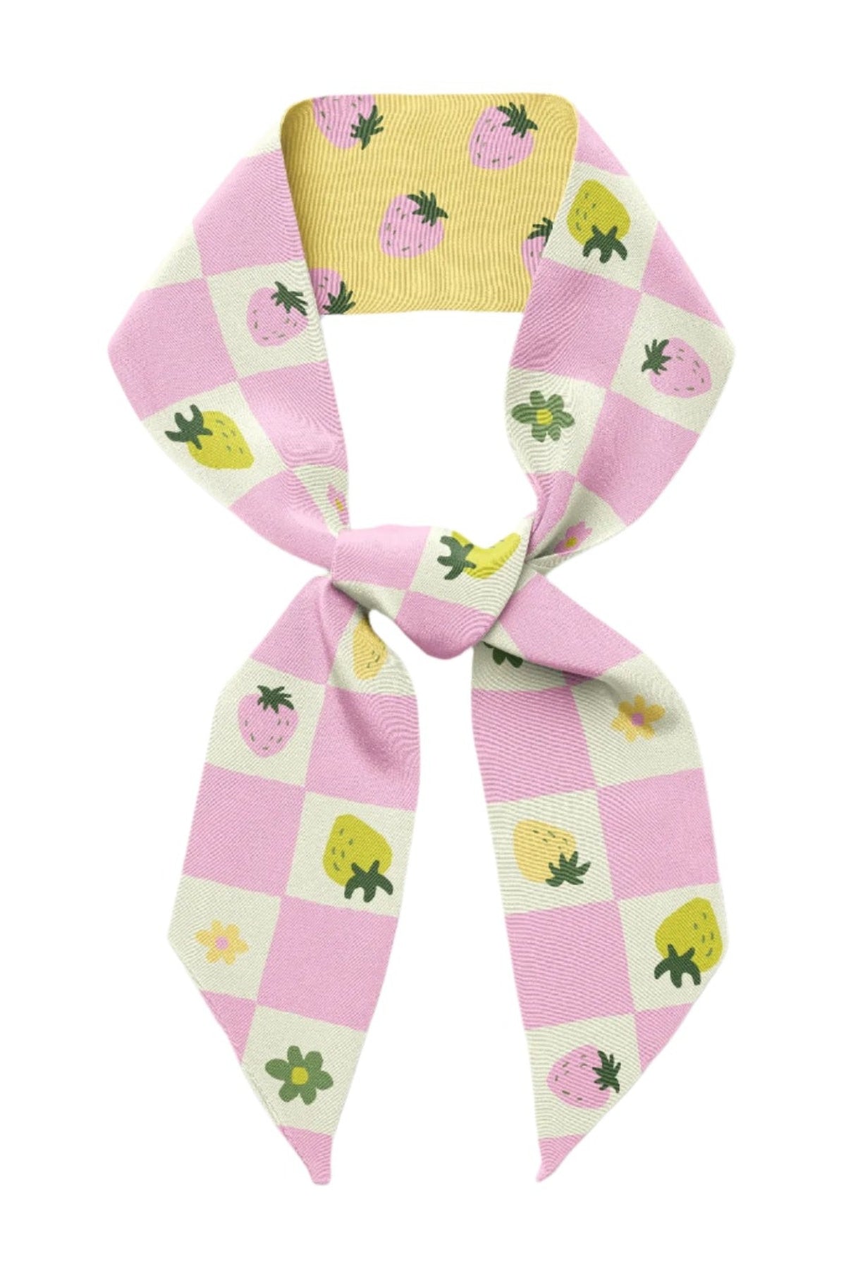 Strawberry Checkers Twilly Ribbon Scarf