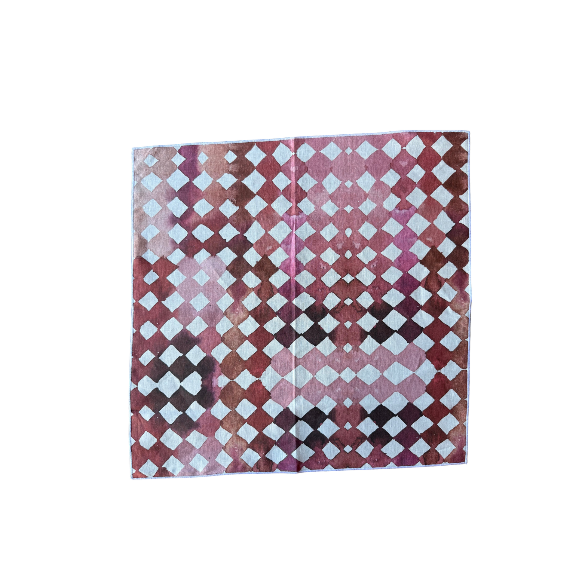 Pink Diamonds linen dinner napkin flat lay close up of watercolor diamond pattern - Goldie Home