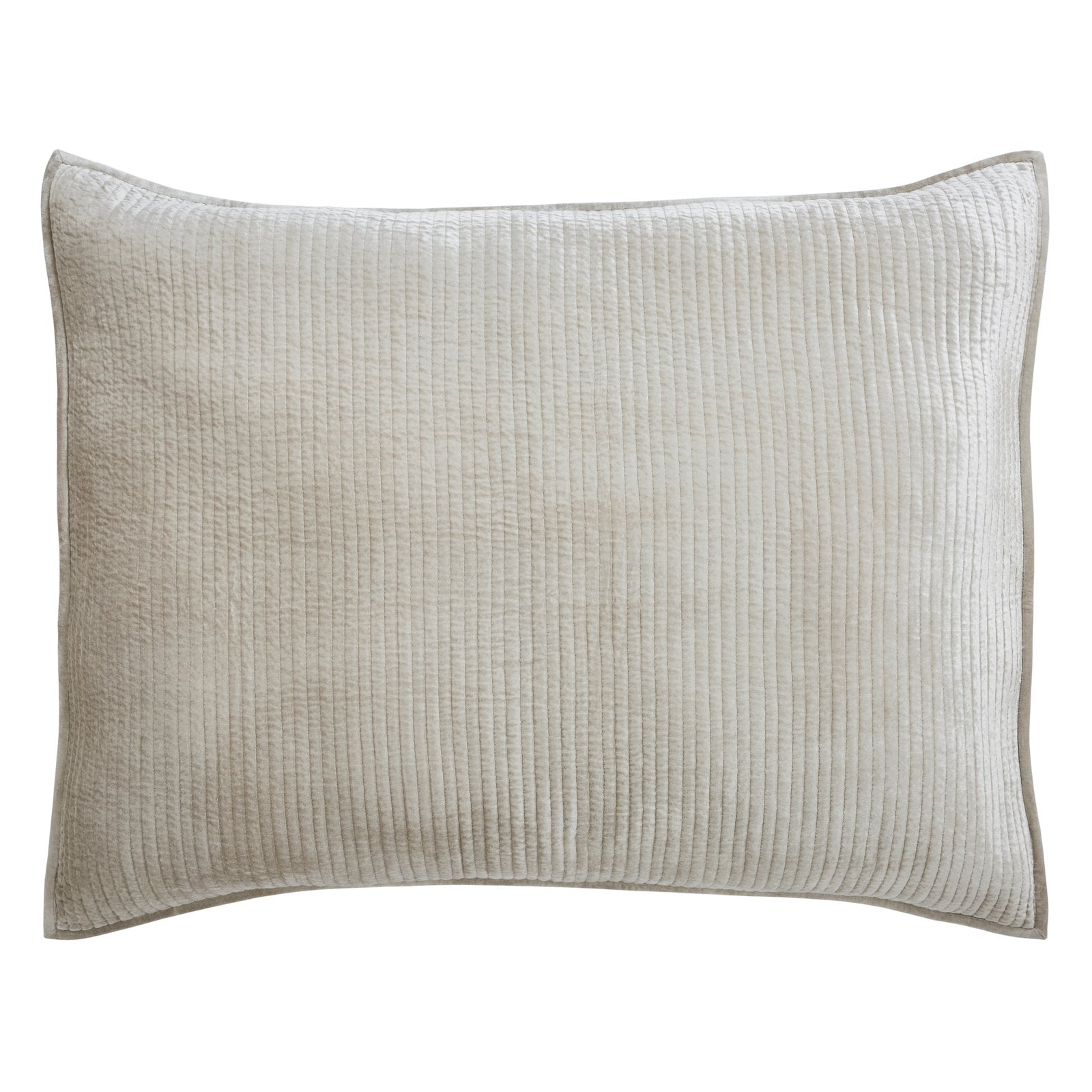 DE-154-3137-PO1284_1|Elegant cream textured striped coverlet sham with piping detail, perfect for adding refined comfort to bedding.
